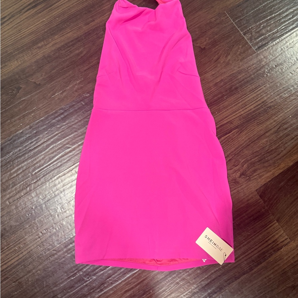 SHEIN Hot Pink Backless Mini Dress